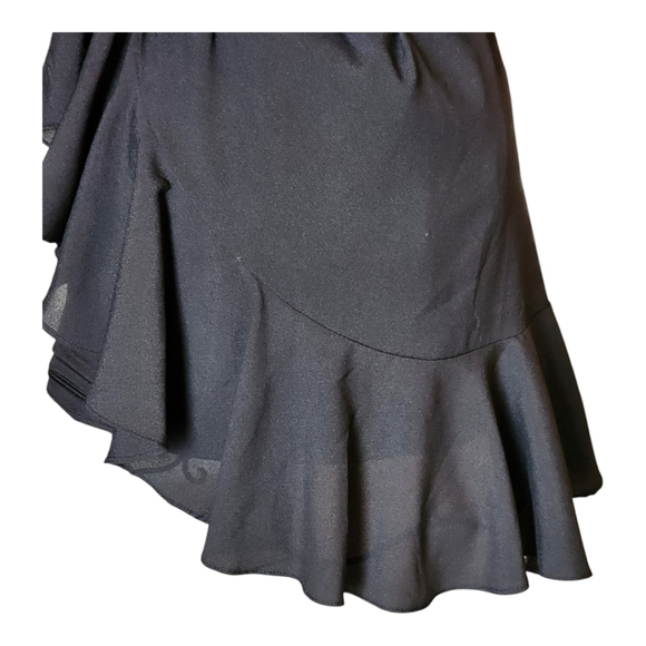 Double Zero Black One-Shoulder Ruffle Dress – Chic Cocktail Party Mini Medium - Picture 5 of 9